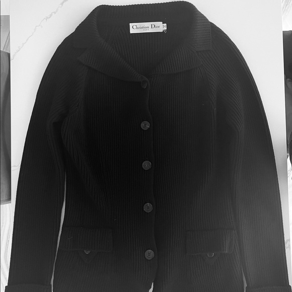 Christian Dior buttoned black sweater.